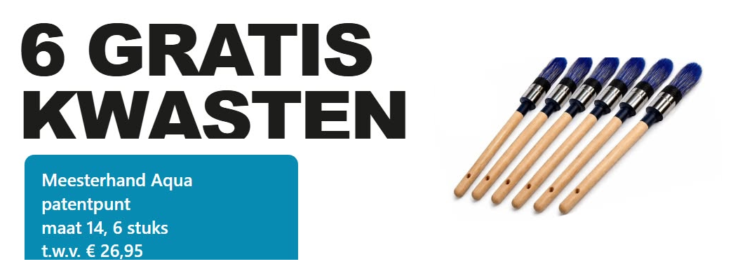 6 kwasten gratis t.w.v. € 26,95