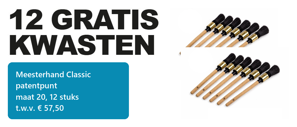 12 kwasten gratis t.w.v. € 57,50