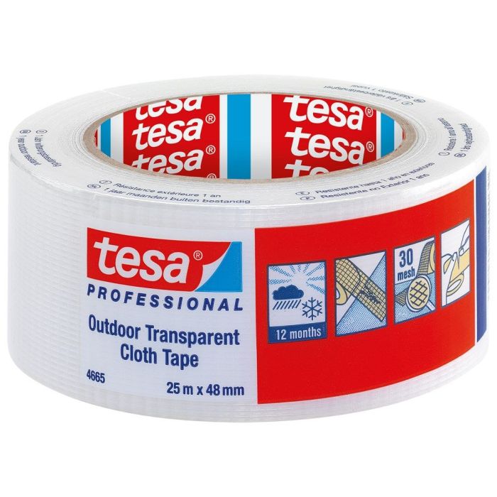tesa Tesa 04665-00000-00 Textieltape Transparant (l x b) 25 m x 48 mm 1 stuk(s)