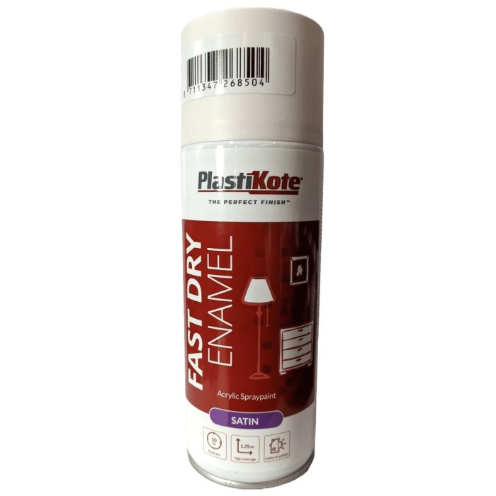PlastiKote Fast Dry Enamel Spray Paint 400 ml - White Satin