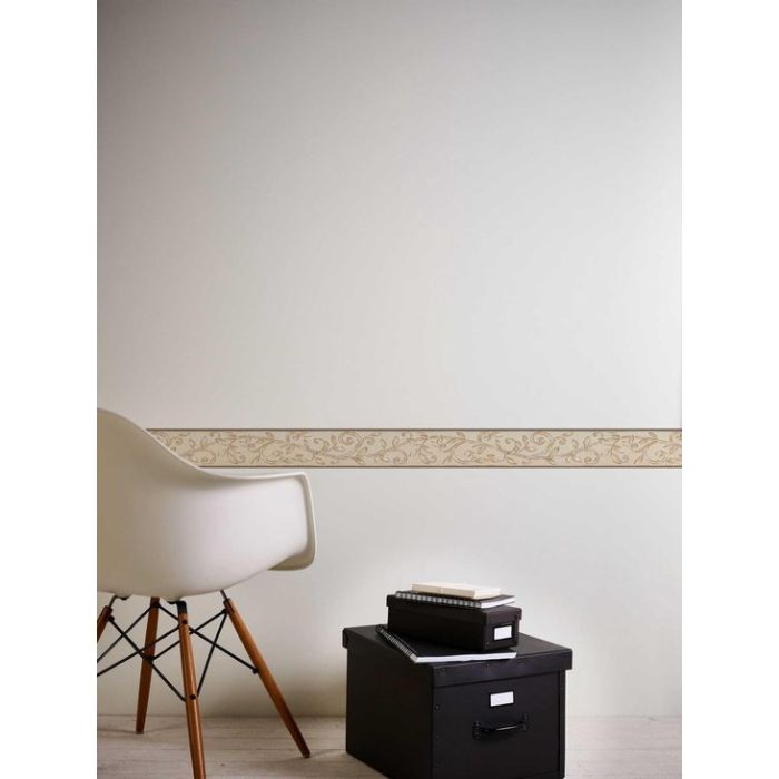 A.S. Création behangrand Only Borders blaadjesslinger bruin beige 2030-45