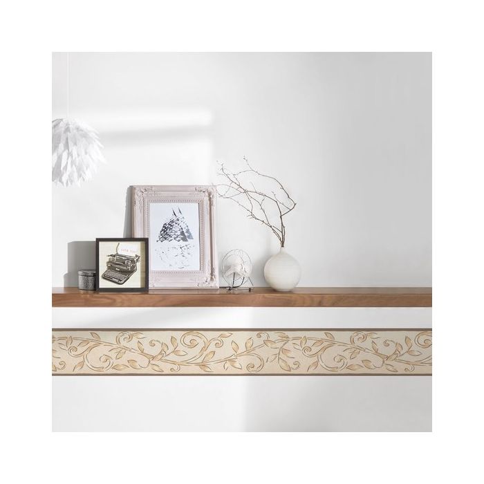 A.S. Création behangrand Only Borders blaadjesslinger bruin beige 2030-45