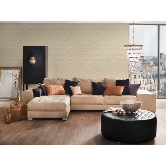 Architects Paper barok flockbehang vlies crème zwart 33582-6