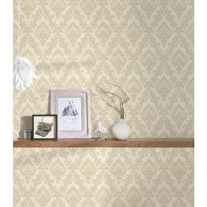 Architects Paper barok flockbehang vlies crème zwart 33582-6