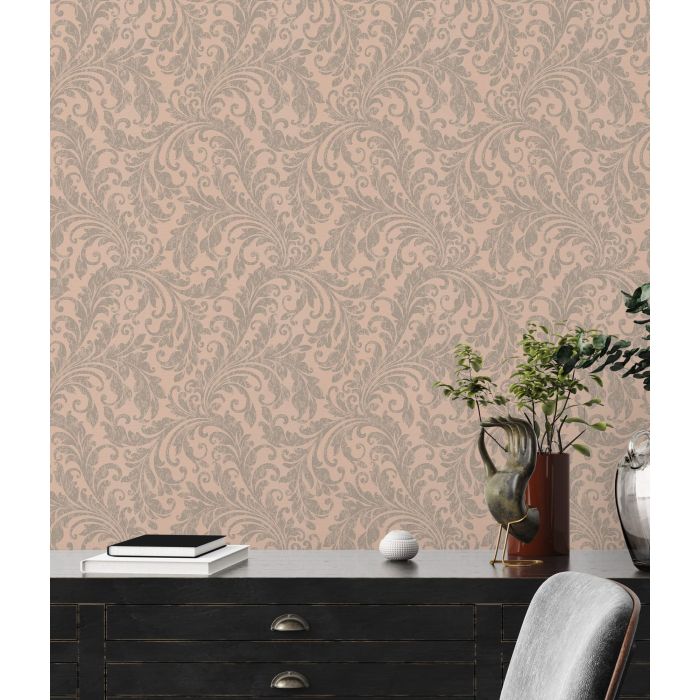 Architects Paper Di Seta vliesbehang bloemornamenten oud roze metallic 36666-3