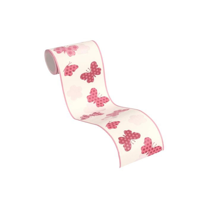 A.S. Création behangrand Only Borders vlinders roze rood wit 36858-1