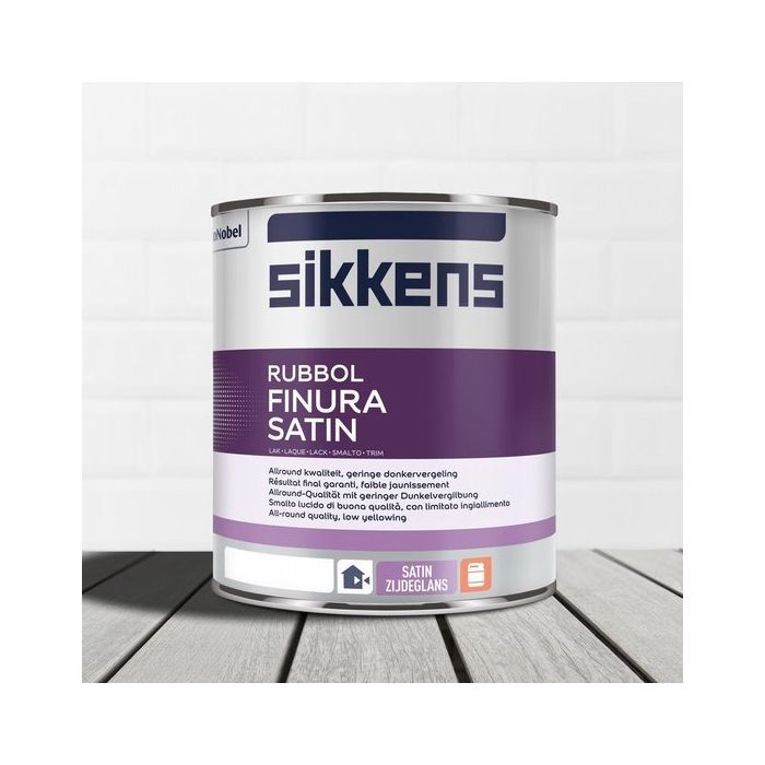 Sikkens Rubbol Finura Satin - 1 l - 12-14 m²/l - Wit - Lak - Afwerkingslaag