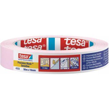 tesa PRECISION SENSITIVE 04333-00017-02 Maskeertape Präzisionskrepp Lichtroze (l x b) 50 m x 19 mm 1 stuk(s)