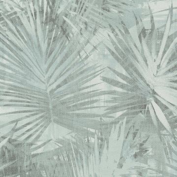 A.S. Création Linnenlook Palmbladeren Behang - Groen Blauw