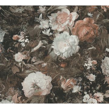 A.S. Création The Bos Behang – Landelijk Bloemenpatroon met Glitter – Wit bruin, zilver
